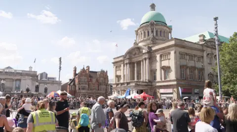 Crowds gathered in Hull City Centre for the Dino Day event