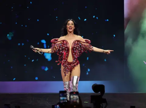 Getty Images Katy Perry on stage on her 2025 Lifetimes Tour