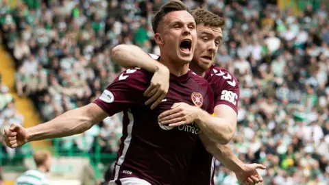 Lawrence Shankland celebrates with Hearts