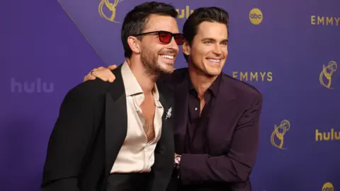 Getty Images Jonathan Bailey and Matt Bomer attend the 76th Primetime Emmy Awards at Peacock Theatre on September 15, 2024 in Los Angeles, California