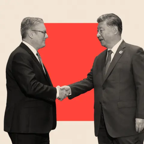 BBC Keir Starmer and Xi Jinping shake hands