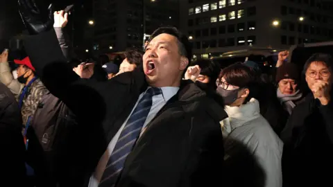 EPA Protesters shouting and gesturing extracurricular  South Korea's National Assembly