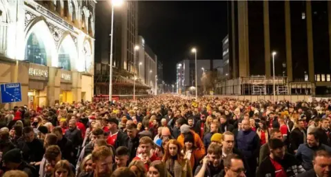 Getty Images Queues in Cardiff city centre