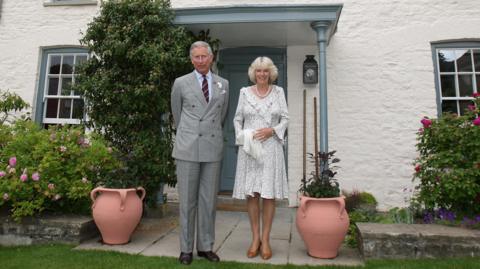 King Charles and Queen Camilla outside Llwynywermod in 2009
