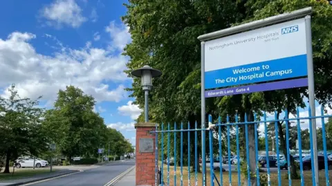 A sign outside Nottingham City Hospital
