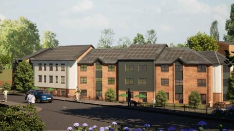 The proposed care home in Shipley, Derbyshire, on the former American Adventure theme park site