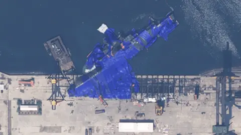 Satellite photo of damaged North Korean destroyer