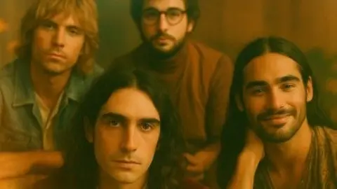 Headshots of the four band members