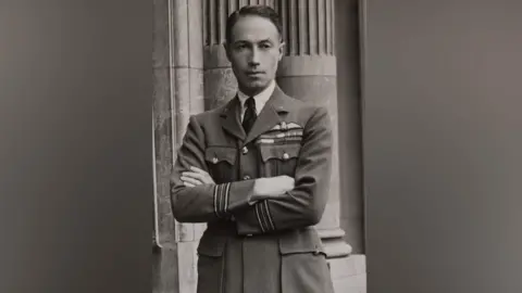 Trent Park Museum Trust A black and white image of a middle aged man in RAF uniform in the 1930s.