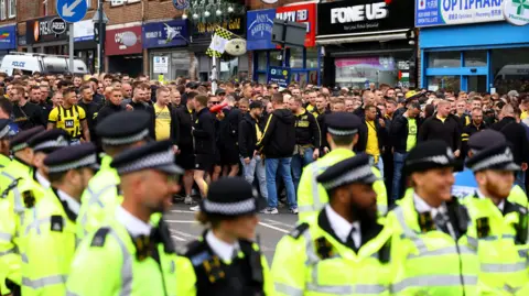 Reuters Borussia Dortmund fans outside Wembley Stadium before the match