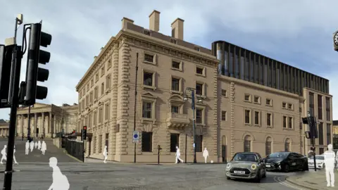 Kirklees Council An artist's impression of the George Hotel shows how the four-storey building will look.