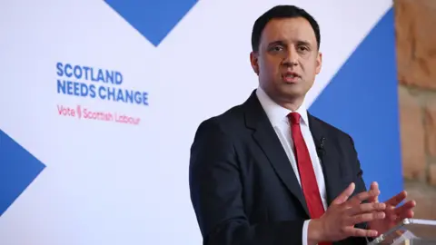 Scottish Labour leader Anas Sarwar speaking during the launch of Scottish Labour's manifesto for the upcoming Holyrood election, in April 2026.