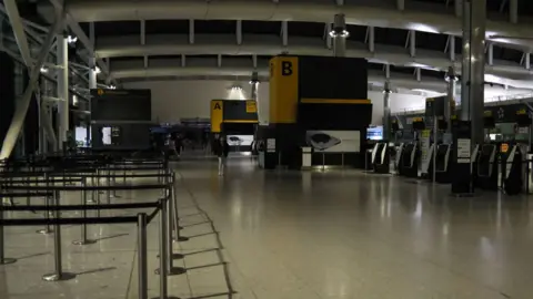 Getty Images Deserted departure hall