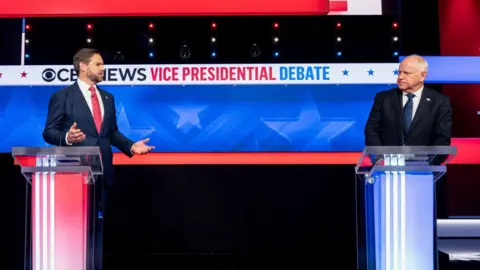 Getty Images JD Vance and Tim Walz at the debate