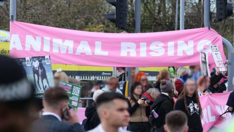 Animal Rising protesters outside Aintree