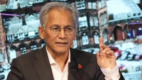 PA Media BBC chair Samir Shah, speaking with a microphone