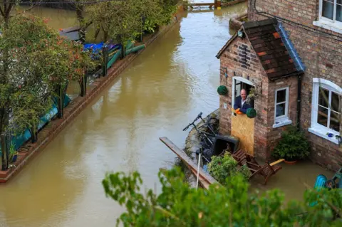 PA Media Flooding in Ironbridge, Shropshire