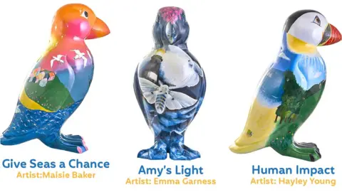 Gilbert Baitson Auctioneers Three puffin sculptures