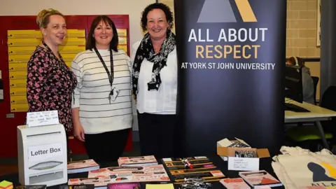 York St John University Members of the All About Respect team, Dr Melanie Dawn Douglass (L), Dr Anna Macklin and Dr Nathalie Noret (R)