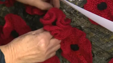 Knitted poppies