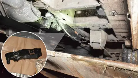 Sussex Police The package attached to the underside of a van