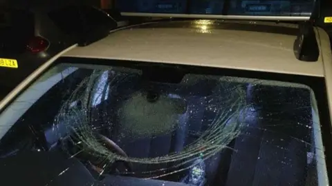 Lancashire Constabulary A spokesman for Burnley Police said the vandalised car will be off the road for "several weeks"