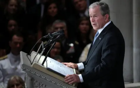 Reuters Former US President George Bush speaks at the Washington memorial service for Senator John McCain