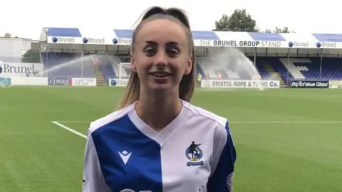 Rosie Hall Rosie Hall in her Bristol Rovers kit
