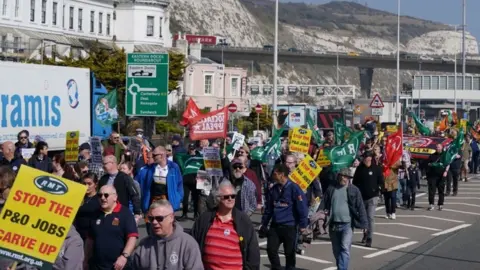 PA Media Protesters against the dismissal of P&O workers in Dover, 26 March 2022