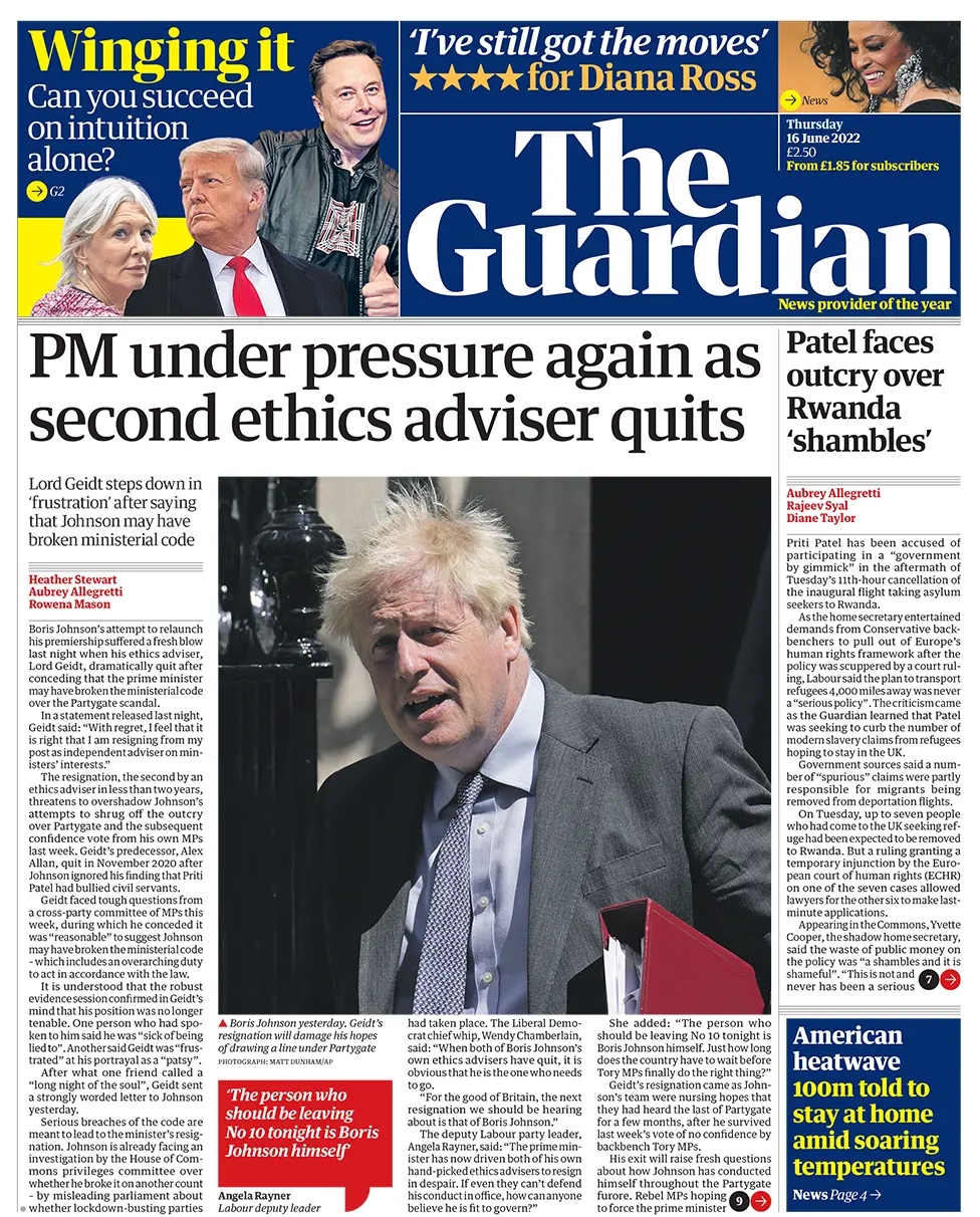 Guardian front page