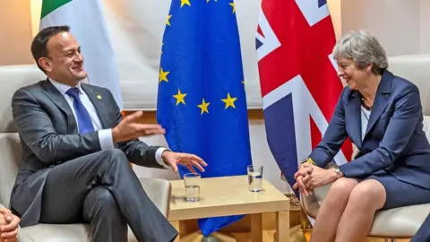 PA Leo Varadkar and Theresa May, seen here in Brussels in October, spoke on the telephone on Monday