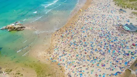 Cornwall Exploring Perranporth beach from above