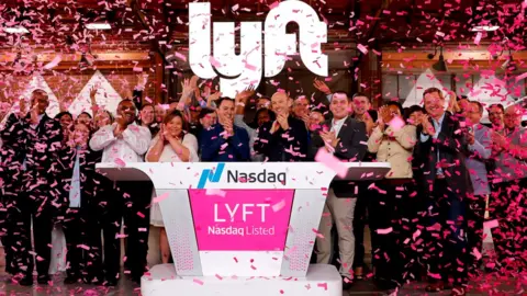 Reuters Lyft celebrate as its shares began trading on the Nasdaq