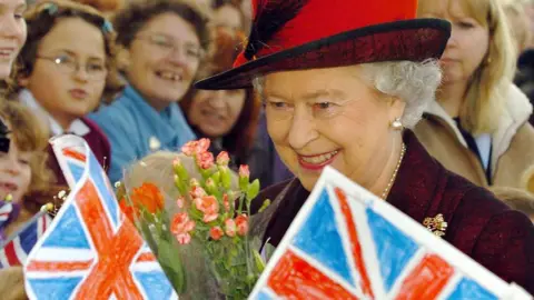 PA Media The Queen meets school pupils in Harwich, Essex.