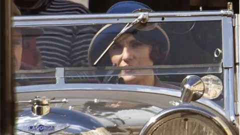 John McLellan Michelle Dockery on set in Harwich for the second Downton Abbey film