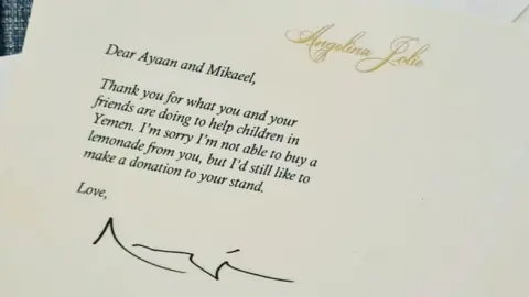 Adeela Moosa Note from Angelina Jolie