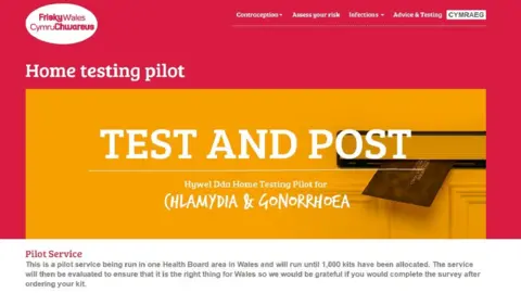 Frisky Wales A screenshot of the mail order STI test