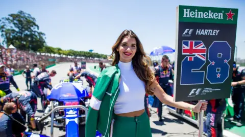 Getty Images A grid girl at the Formula One Grand Prix of Brazil