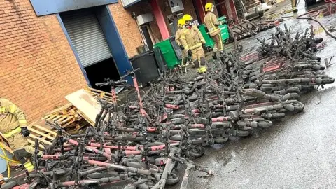 Bedminster Fire Station Aftermath of fire at Voi storage depot in Bristol