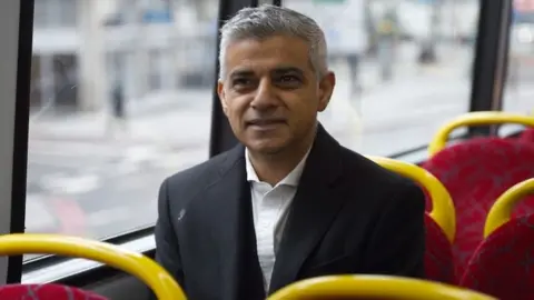 PA Sadiq Khan on bus
