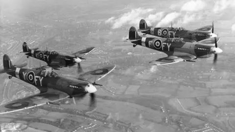 RAF Museum/Getty Images Spitfires above Biggin Hill