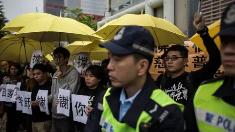 Getty Images Umbrella protestors from 2014