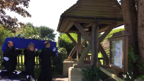 Funeral procession at St Mary's Church in Chieveley