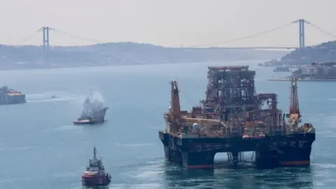 Reuters A drilling vessel in the Bosphorus on the way to the Mediterranean to explore