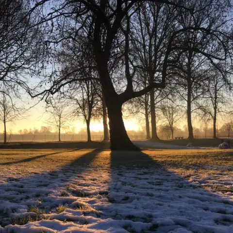 Becky Willis Christchurch Meadow with remnants of snow