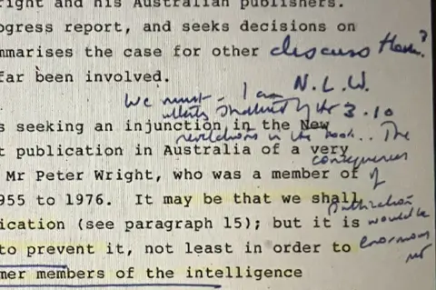 National Archive A crop of a note from Margaret Thatcher