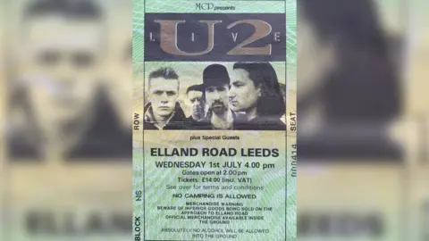 Leeds Museums Ticket stub for U2 in Leeds in 1987