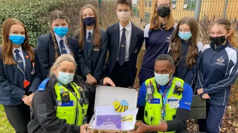 St Michael's Church of England School The pupils handed over cards to West Midlands Police