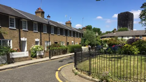 Houses with Grenfell Tower in background