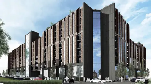 Four Architects Artist impression of a huge multi-storey car park